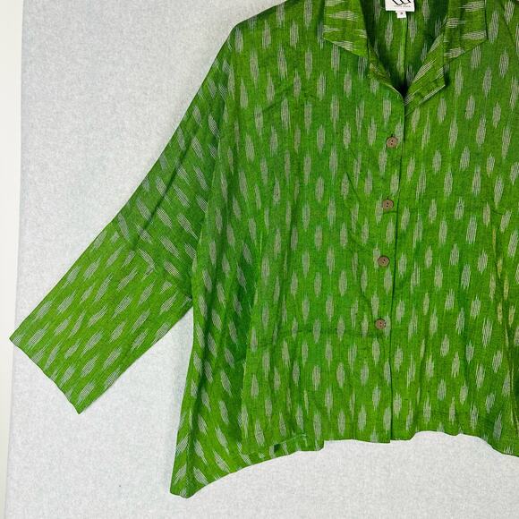 M Square by Neetu Malik Womans Sz 3 Blouse Green Top Art Lagenlook Cotton - Picture 11 of 11